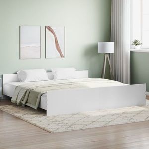 vidaXL Cadru pat cu tăblie la cap/picioare, alb, 180x200 cm imagine