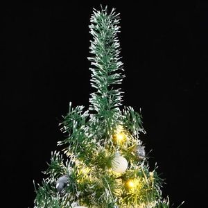 vidaXL Brad Crăciun artificial, 300 LED/globuri/zăpadă pufoasă, 240 cm imagine