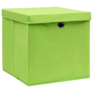 vidaXL Cutii depozitare cu capace, 10 buc., verde, 28x28x28 cm imagine