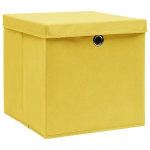 vidaXL Cutii depozitare cu capace, 4 buc., galben, 28x28x28 cm imagine