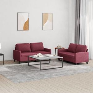 vidaXL Set canapea cu perne, 2 piese, roșu vin, material textil imagine