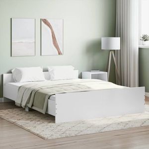 vidaXL Cadru de pat cu tăblie la cap și picioare, alb, 140x200 cm imagine