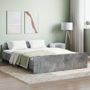 vidaXL Cadru de pat cu tăblie la cap/picioare, gri beton, 160x200 cm imagine