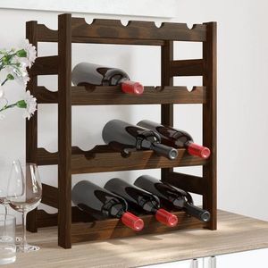 vidaXL Suport sticle de vin, 16 sticle, maro, lemn masiv de pin imagine