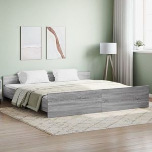 vidaXL Cadru de pat cu tăblie la cap/picioare, gri sonoma, 180x200 cm imagine