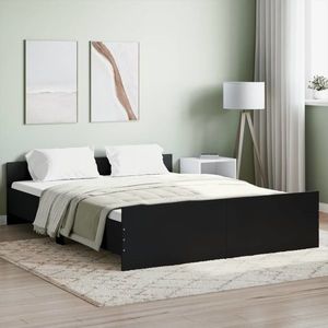 vidaXL Cadru de pat cu tăblie la cap și picioare, negru, 140x200 cm imagine