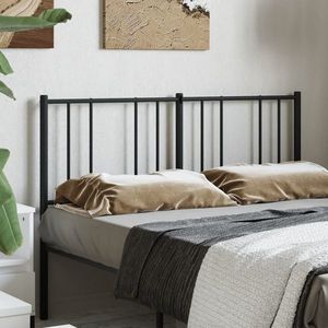 vidaXL Tăblie de pat metalică, negru, 135 cm imagine
