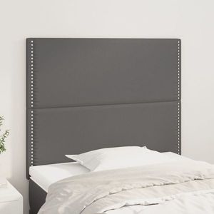 vidaXL Tăblii de pat, 2 buc, gri, 80x5x78/88 cm, piele ecologică imagine