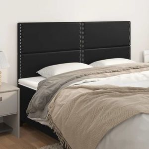 vidaXL Tăblii de pat, 4 buc, negru, 90x5x78/88 cm, piele ecologică imagine