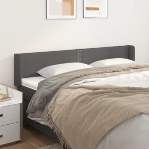 vidaXL Tăblie de pat cu aripioare gri 163x16x78/88 cm piele ecologică imagine