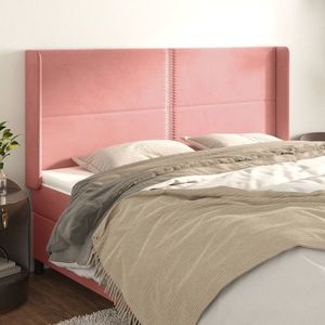 vidaXL Tăblie de pat cu aripioare, roz, 183x16x118/128 cm, catifea imagine