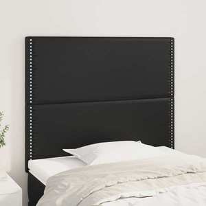 vidaXL Tăblii de pat, 2 buc, negru, 90x5x78/88 cm, piele ecologică imagine