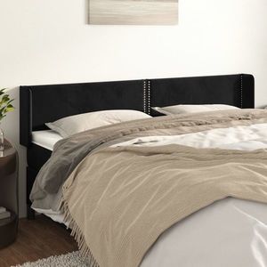 vidaXL Tăblie de pat cu aripioare negru 203x16x78/88 cm catifea imagine