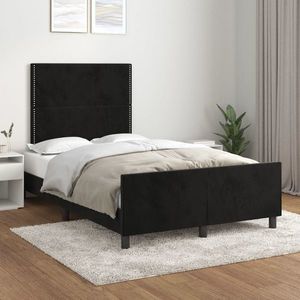 vidaXL Cadru de pat cu tăblie, negru, 120x200 cm, catifea imagine