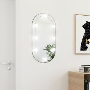 vidaXL Oglindă ovală cu lumini LED, 80x40, cm sticlă imagine