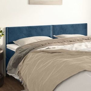 vidaXL Tăblii de pat, 2 buc, albastru închis, 90x5x78/88 cm, catifea imagine
