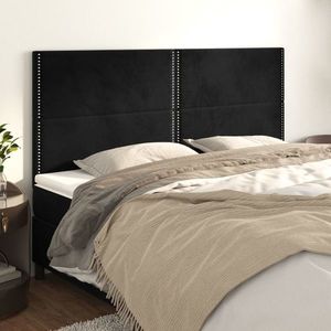 vidaXL Tăblii de pat, 4 buc, negru, 100x5x78/88 cm, catifea imagine