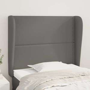 vidaXL Tăblie de pat cu aripioare, gri, 83x23x118/128 cm, piele eco imagine