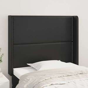 vidaXL Tăblie de pat cu aripioare, negru, 83x16x118/128 cm, piele eco imagine
