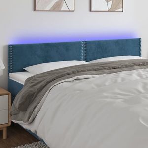 vidaXL Tăblie de pat cu LED, albastru închis, 180x5x78/88 cm, catifea imagine