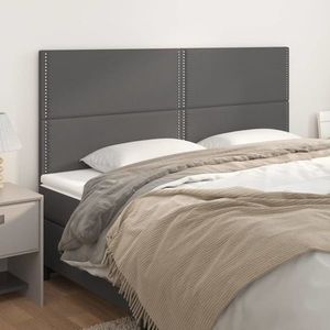 vidaXL Tăblii de pat, 4 buc, gri, 80x5x78/88 cm, piele ecologică imagine