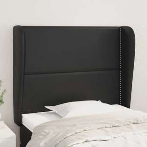 vidaXL Tăblie de pat cu aripioare, negru, 83x23x118/128 cm, piele eco imagine
