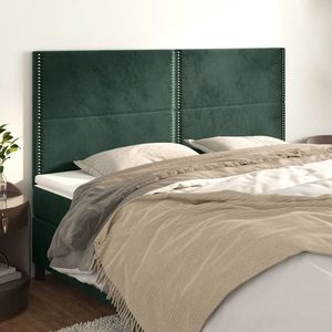 vidaXL Tăblii de pat, 4 buc, verde închis, 100x5x78/88 cm, catifea imagine