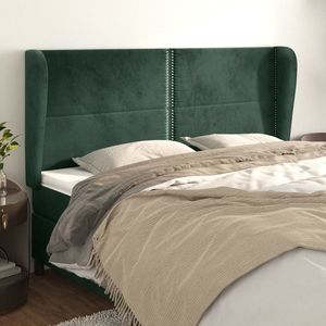 vidaXL Tăblie pat cu aripioare verde închis 203x23x118/128cm catifea imagine