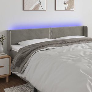 vidaXL Tăblie de pat cu LED, gri deschis, 183x16x78/88 cm, catifea imagine