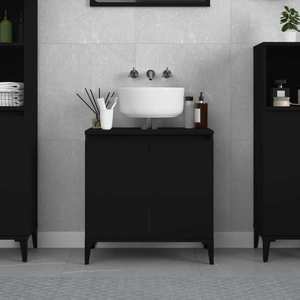 vidaXL Dulap de chiuvetă, negru, 58x33x60 cm, lemn prelucrat imagine