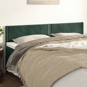 vidaXL Tăblii de pat, 2 buc, verde închis, 100x5x78/88 cm, catifea imagine