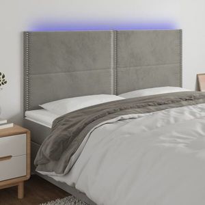 vidaXL Tăblie de pat cu LED, gri deschis, 180x5x118/128 cm, catifea imagine