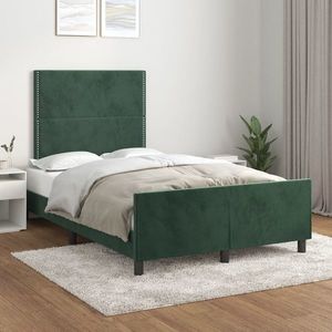 vidaXL Cadru de pat cu tăblie, verde închis, 120x200 cm, catifea imagine
