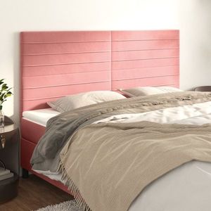 vidaXL Tăblii de pat, 4 buc, roz, 100x5x78/88 cm, catifea imagine