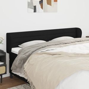 vidaXL Tăblie de pat cu aripioare negru 203x23x78/88 cm textil imagine