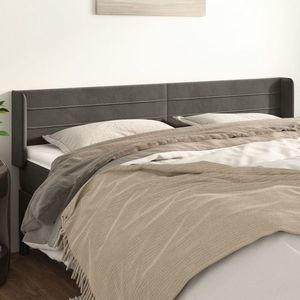 vidaXL Tăblie de pat cu aripioare gri închis 183x16x78/88 cm catifea imagine