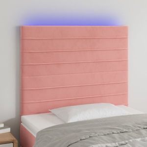 vidaXL Tăblie de pat cu LED, roz, 100x5x118/128 cm, catifea imagine