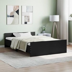vidaXL Cadru pat cu tăblie de cap/picioare, negru, 120x190 cm imagine