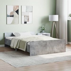 vidaXL Cadru de pat cu tăblie la cap/picioare, gri beton, 120x190 cm imagine