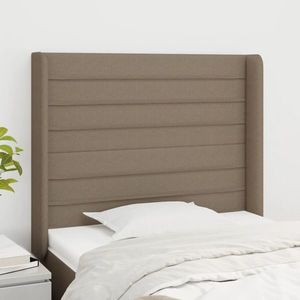 vidaXL Tăblie de pat cu aripioare gri taupe 103x16x118/128 cm textil imagine