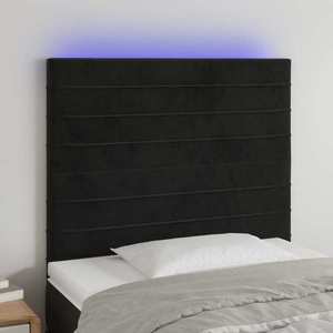 vidaXL Tăblie de pat cu LED, negru, 100x5x118/128 cm, catifea imagine