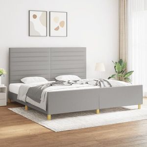 vidaXL Cadru de pat cu tăblie, gri deschis, 200x200 cm, textil imagine