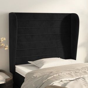 vidaXL Tăblie de pat cu aripioare, negru, 103x23x118/128 cm, catifea imagine