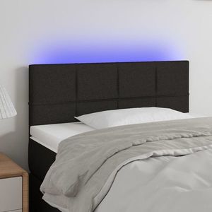 vidaXL Tăblie de pat cu LED, negru, 80x5x78/88 cm, textil imagine