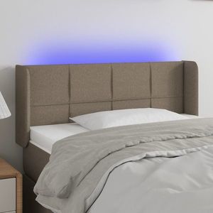 vidaXL Tăblie de pat cu LED, gri taupe, 93x16x78/88 cm, textil imagine