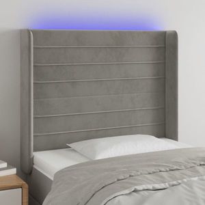vidaXL Tăblie de pat cu LED, gri deschis, 103x16x118/128 cm, catifea imagine