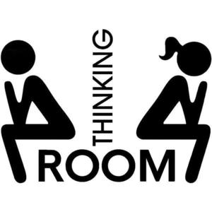 Sticker indicator toaleta, Thinking room, negru, 22x16 cm imagine