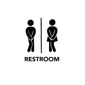 Sticker indicator toaleta, Restroom, negru, 25x16 cm imagine