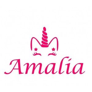 Sticker decorativ, Unicorn Amalia, roz, 45x27 cm imagine