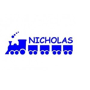 Sticker decorativ, Trenulet Nicholas, albastru, 50x17 cm imagine